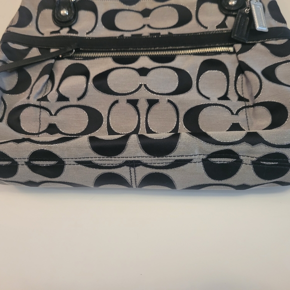 Coach Black and Gray Signature Large Tote Diaper Weekender Bag - Picture 8 of 9